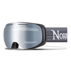 Nordik Loki Ski Goggle Winter Snow Goggles (Matte Black/Silver Lens)