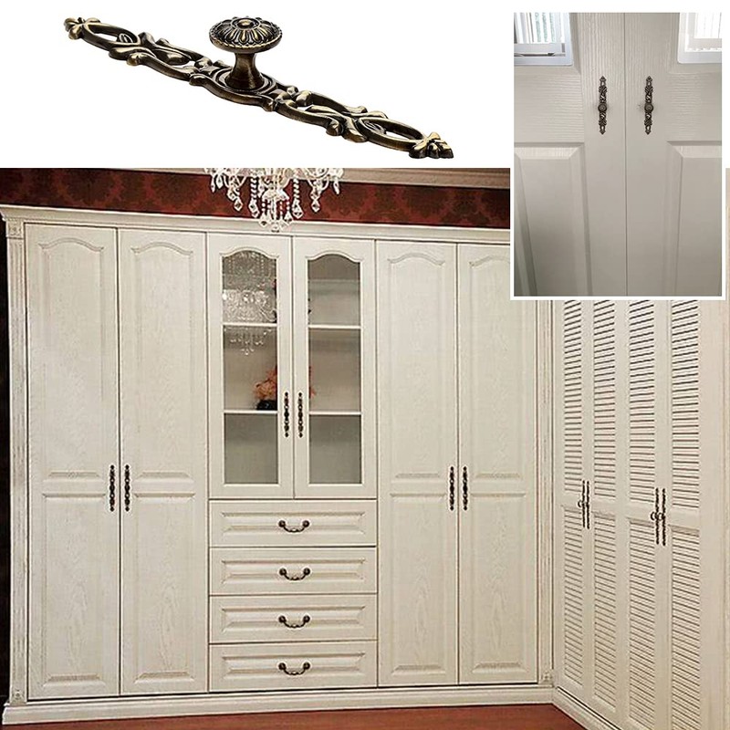 2PCS Retro Door Handle Metal Knob Cabinet Handle Brass Bronze