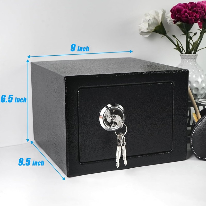 Luwint Small Steel Safe Box with Key Lock, 0.3 Cu