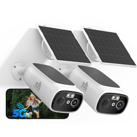 2pc 2.4G/5G WiFi Cameras for Home Security with Double Solar Panels, 2K Solar Security Cameras Wireless Outdoor, Color Night Vision , 2-Way Talk, Spotlight, Siren,IP66, Cloud/SD, AI Detection, W/Alexa