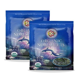 Earth Circle Organics Certified Organic Nori Seaweed - Premium Grade “A” Nori Sheets Unheated & Not Roasted - Vegan, Paleo & Keto Friendly - Premium Quality Nori Sheets For Sushi (50 Sheets, 2 Pack)