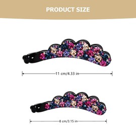 Elegant Rhinestone Banana Hair Clips for Women & Girls - 2Pcs Sparkling Vertical Ponytail Holders for Daily, Party & Wedding Hairstyles,Colorful