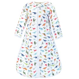 Hudson Baby Unisex Baby Long Sleeve Muslin Sleeping Bag, Wearable Blanket, Sleep Sack, Dinosaurs, 0-6 Months