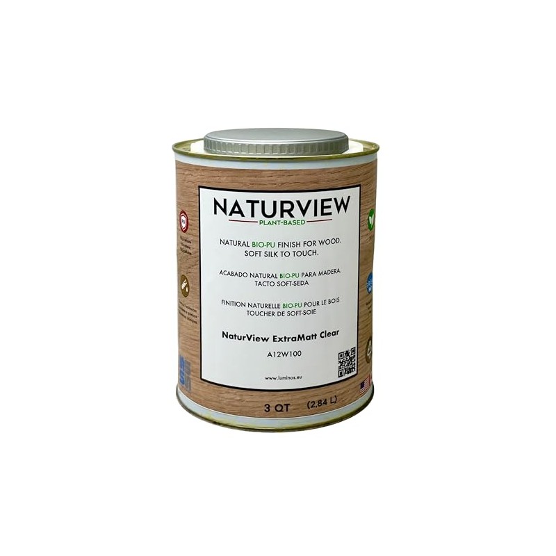 A12W100 NATURVIEW Extra MATT - Water Based BIO-Polyurethane Clear Varnish