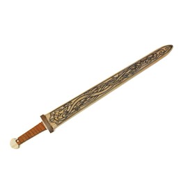 Backwoods Provisions Light Tan Sturdy Wooden Mini Toy Viking Sword with Leather Wrapped Handle