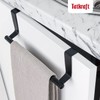 Tatkraft Horizon Black Door Towel Holder Kitchen Dish Towel Holder,