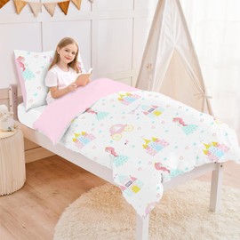 CINYE Cot Bed Duvet Cover Set for Girls -Toddler Bedding Set with Princess -Pink Cot Bedding Cute and Colorful Comes with 120×150 cm and 40x60cm Pillowcase