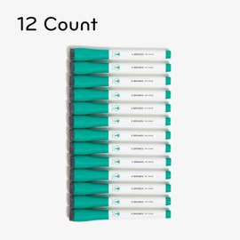 U Brands Fine Tip Dry Erase Markers with Eraser, Whiteboard Markers, Low Odor, Green, Set of 12