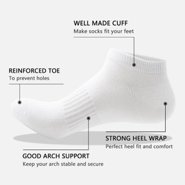 LBJR 12 Pairs Trainer Running Socks, Women Men Ankle Sportsocks, Low Cut Cotton Athletic Socks