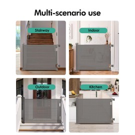 Retractable Baby Gates, Mesh Dog Gate for Doorways, 33.6" Tall, Expands to 55" Wide,Pet Safety Essential Fit for Baseboards, Wide Toddlers Gates for Hallways, Indoor & Outdoor,Grey