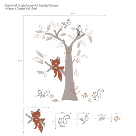 Lambs & Ivy Treetop Fox Beige Tree w/Woodland Animals Wall Decals/Stickers