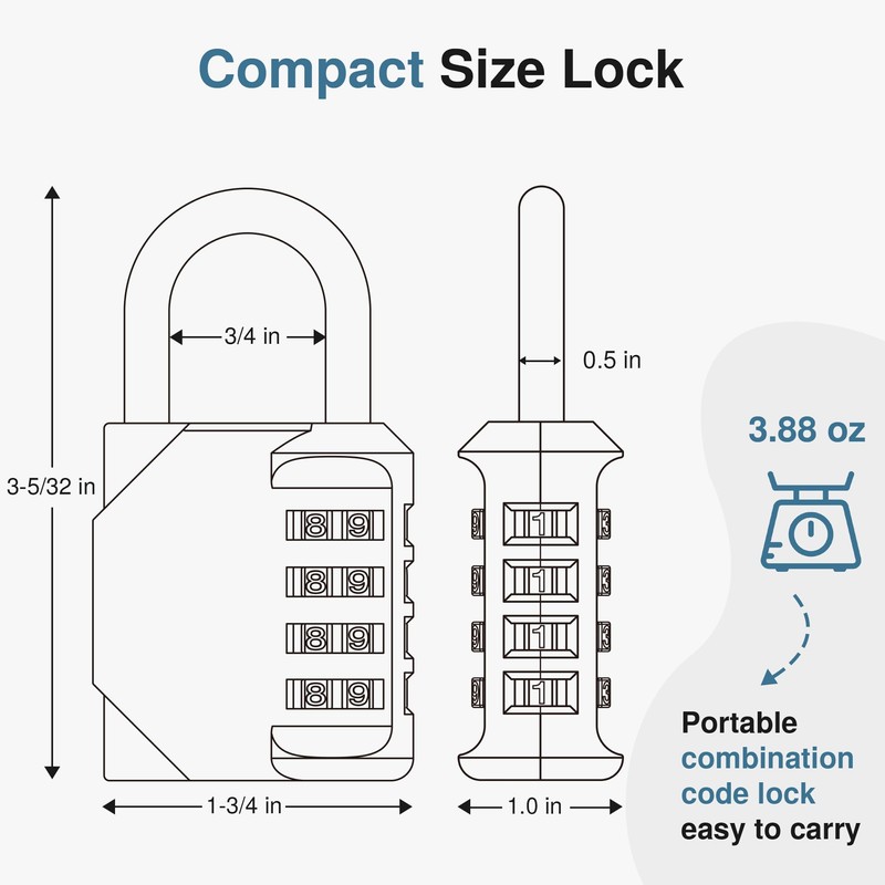 Puroma Combination Lock 4 Digit Waterproof Locker Locks Secure Outdoor