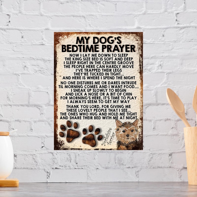 MY DOG'S BEDTIME PRAYER RETRO STYLE METAL TIN SIGN/PLAQUE (YORKSHIRE