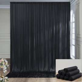 40×14ft Wrinkle Free Black Backdrop Curtain,Soft Silky Easy to Drape Black Drapes for Backdrop,8 Panels 14ft Height Backdrop Curtains for Parties Birthday Wedding Photo Photography Background Cloth