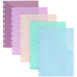 Discbound Dividers with Pockets Discbound Notebook 7x9.25'' Divider 9 Disc Bound Classic Size Planner Inserts Pocket 5pcs Plastic Index Dividers for Binder Folder Office