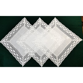 Doilies Embroidered with Lace (30 x 30) Pack of 3