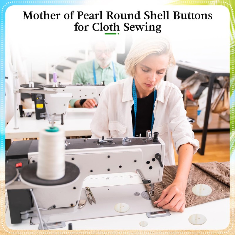 50Pcs Mother of Pearl Buttons 10mm White Genuine 2 Holes