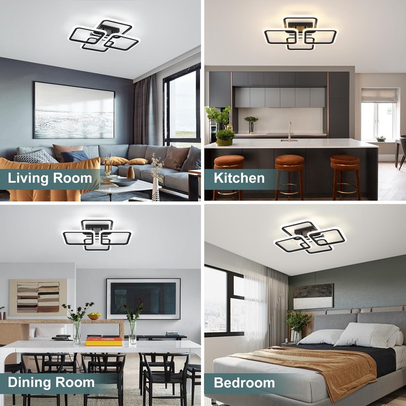 HLILCEH 23.6inch Modern LED Ceiling Light 50W Dimmable Ceiling Lamp