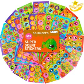 HORIECHALY Scratch and Sniff Stickers for Kids, 36 Sheets Scented Sticker, 9 Scents Smelly Stickers, Reward Stickers and Teacher Stickers Perfect for Classroom, Elementary, Students.