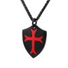 HZMAN Knights Templar Cross Joshua 1:9 Shield Stainless Steel Pendant
