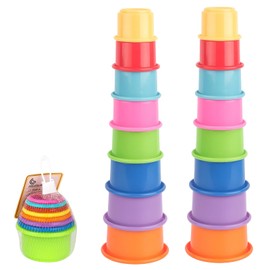 DXPETA 2 Sets Stacking Cups, Colorful Stacking Toys for Toddlers, Educational Stacking Cups for Sensory Development, Travel Friendly Plastic Stacking Cups for 12+ Months