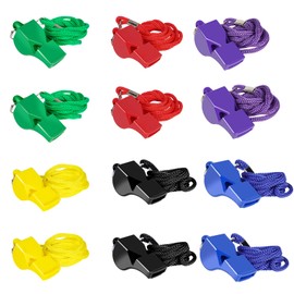 LIANGYUNZE Whistle, 12 Pcs Black Professional Sport Whistle Set with Lanyard - Loud Pea-Less Whistle for Coaches, Referees, Lifeguards and Police