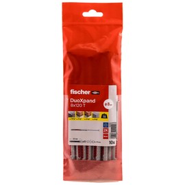 fischer DuoXpand 8 x 120 T, High Quality Universal Dowel with Galvanised Countersunk Screw (Pack of 10), Dowels for Strong Hold, Ideal for Porous Building Materials & Close to Edge Anchors