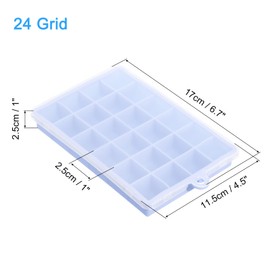 uxcell Silicone Ice Cube Tray with Lid for Freezer, Square Ice Cube Mould 24 Cube Per Tray for Cocktail, Chocolate, Juice, Light Blue