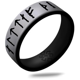 Knot Theory Viking Silicone Ring - Yours Always in Runic Characters - Smooth Silver Size 4 6mm Dual Layer Breathable Comfort Fit - Valentine's Engagement Wedding Band