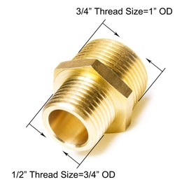 Joywayus 1/2" G Thread Male × 3/4" NPT Thread Male Brass Pipe Fitting Adapter (Pack of 2)