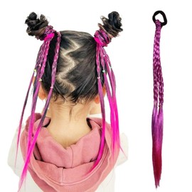 Shomty Dance, Kids Hair Extensions, Color Hair Ponytail, Wig, Point Wig, Braid, Colorful, Hip Hop, Conspicuous, Hair Extension, Recital (Pink x Purple)