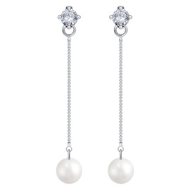 Augell Pearl Earrings, Handcrafted Cultured Freshwater Pearl Drop Dangle Earrings, Hypoallergenic 925 Sterling Silver Ear Pins, 13k Gold Plated, Heart and Round Shape, Sparkling and Elegant Jewelry Gift