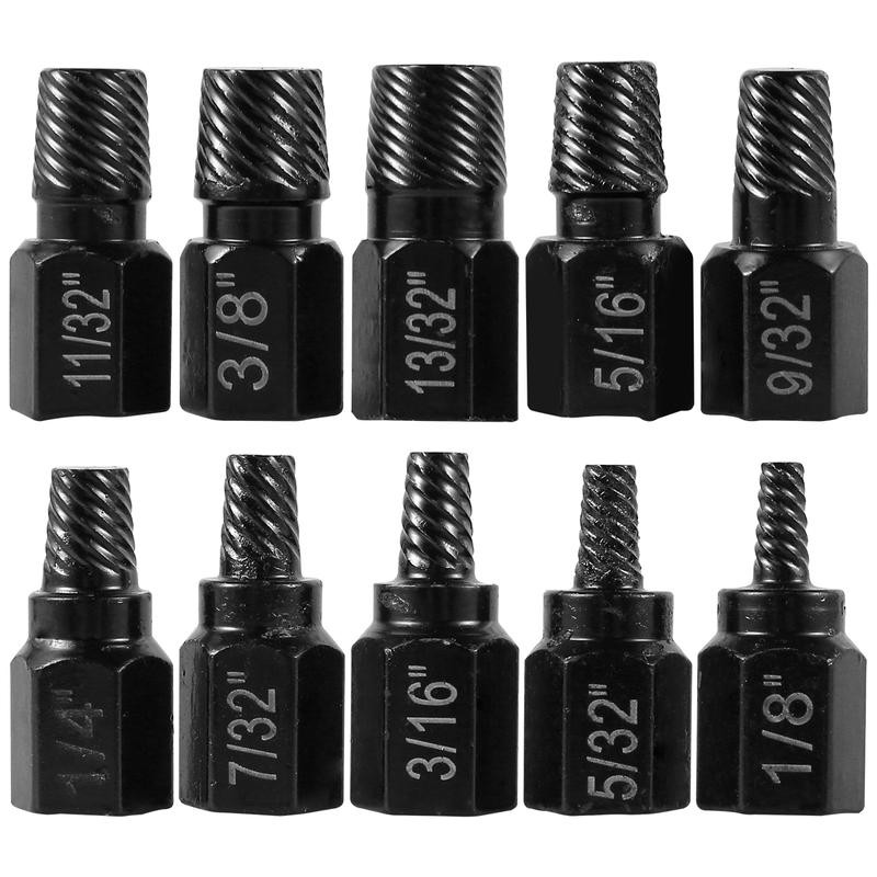 10Counts Screw Extractor Kit Alloy Steel Damaged Screw Remover Set