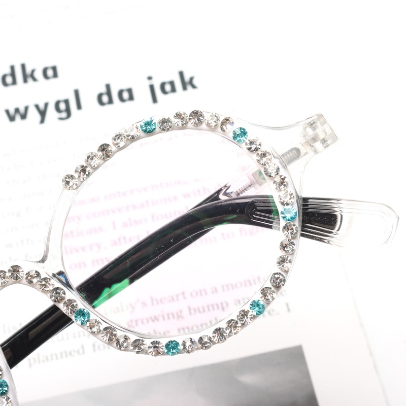 bullabulling Retro Round Diamond Reading Glasses for Women Stylish Bling