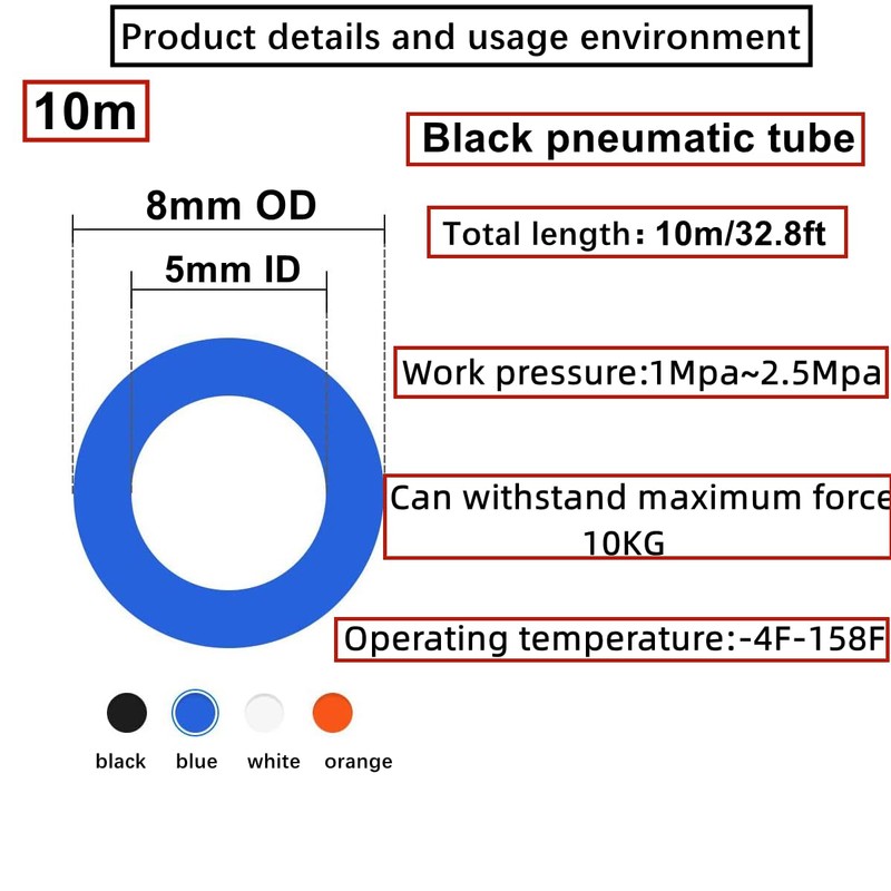 HUAZIZ Black 8 mm OD 5 mm ID Polyurethane PU
