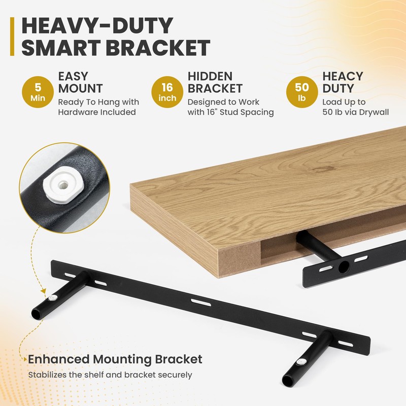 Acovy 24 Inch Floating Shelves, 9.3" Deep Floating Shelf Wall