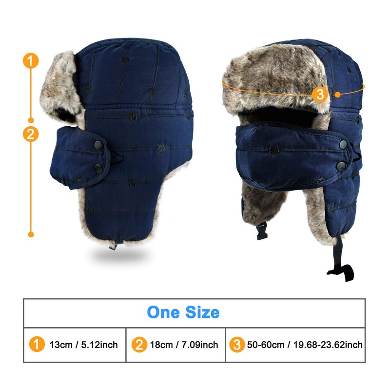 Unisex Trooper Hat, Warm Thick Winter Hats Ear Flap Trapper