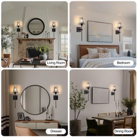 Battery Operated Crystal Wall Sconces Set of 2,Black Rechargeable Wireless Wall Sconces with USB Dimmable 15 Colors Modes Led Wall Lights, Wall Lamp for Bedroom Living Room Entryway ,2 Bulbs Included