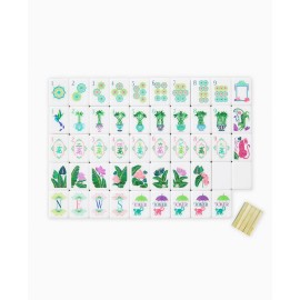 New Tortoiseshell White Lotus 160 Pieces Set Luxury Acrylic Engraved Custom Sunday Travel Set American Mahjong TilesColor: Bamboo Pattern Palm Royale