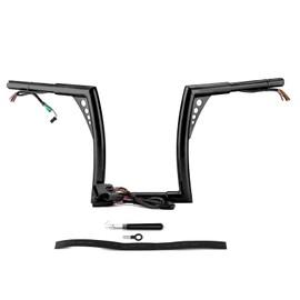 Mofun 12" Rise Handlebars Pre-wired Ape Hangers 1.25" Fat 1" Clamp Compatible with Harley Touring Road Glide FLTR FLTRX 2008-2013 Black