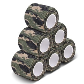 AIRSSON 6 Rolls Camo Tape Camouflage Form Wrap 1.96'' x 177'' Self-Adhesive Camo Stretch Bandage for Flashlights Bicycle Camera