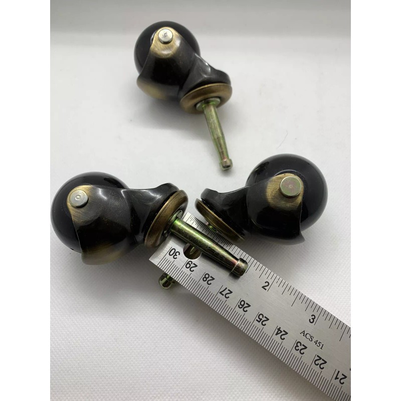 Elegent Upholstery 2" Inch black Ball Casters with Wood Stem