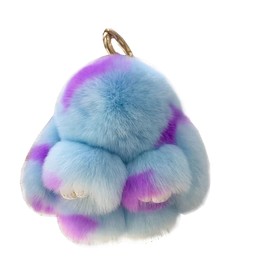 Soft Fluffy Rabbit Keychain Cute Plush Bunny Key Rings Plush Bunny Key Rings Faux Fur Keyring Pompom Keychain Decoration (blue)