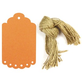 Wrapables 50 Gift Tags/Kraft Hang Tags with Free Cut Strings for Gifts, Crafts & Price Tags, Large Scalloped Edge (Orange)