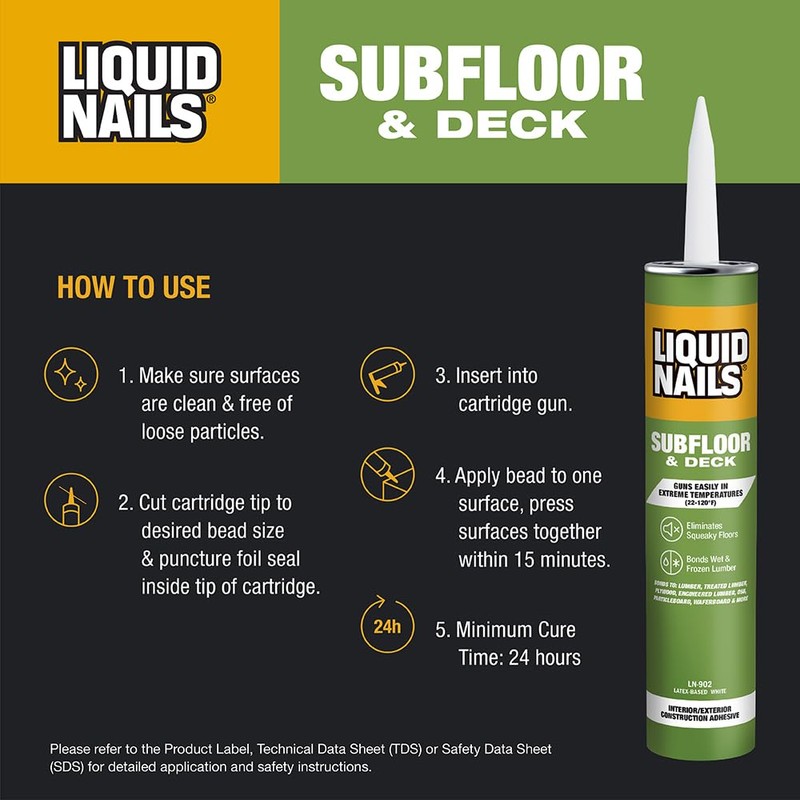 Liquid nails Subfloor and Deck 28 oz. White Latex-Based Construction