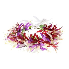 Delicate Dew Women Hawaiian Flower Headband Tropical Luau Flower Headpiece for Beach Party(Purple Burgundy Ivory)