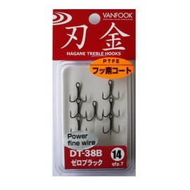 VANFOOK DT-38B #14 Strong Fine Treble Hook, Fluorine Black