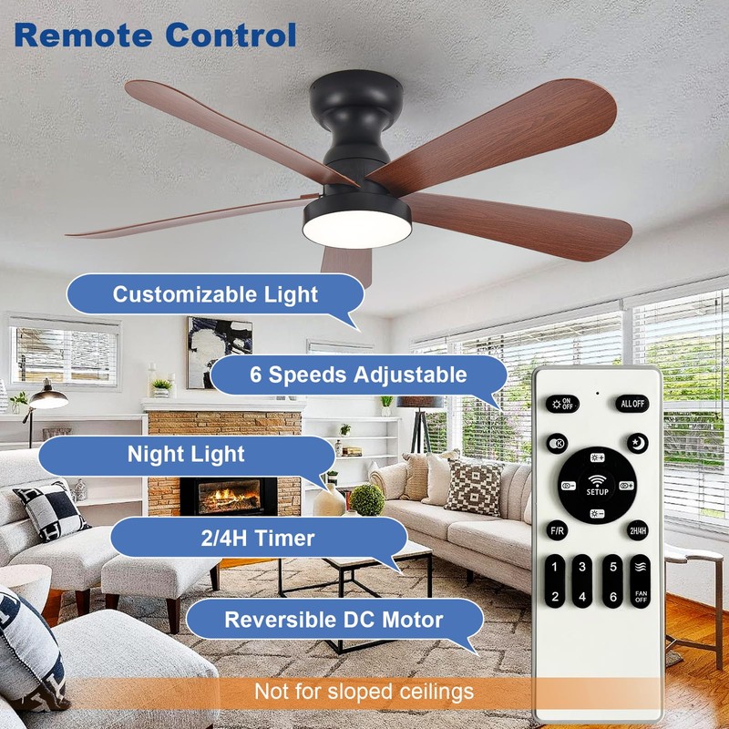 Depuley Small Ceiling Fan with Lights: 42-Inch Flush Mount Fan
