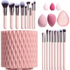 25 Piezas Brochas de Maquillaje con Estuche(Rosa)
