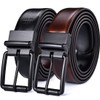 Beltox Men's Genuine Leather Reversible Belt 1.25" Rotate Black Buckle